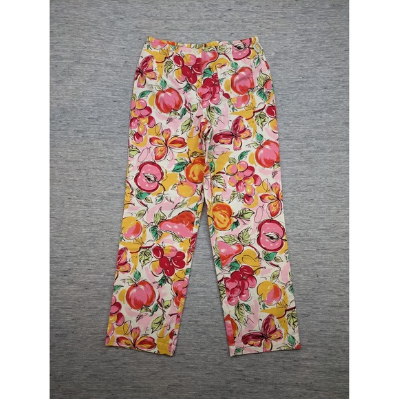 Talbots Petites Floral‎ Print Stretch Casual Pants Colorful Fruit Size 6P Artsy - Picture 1 of 8